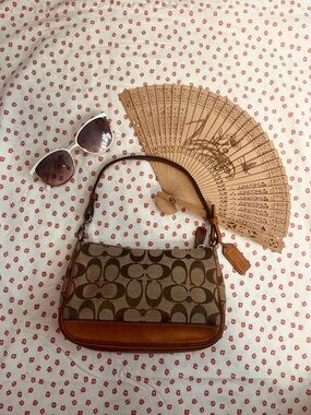 Coach 6094 Signature Demi Pochette - Canvas & Vachetta Leather Shoulder Bag Y2K